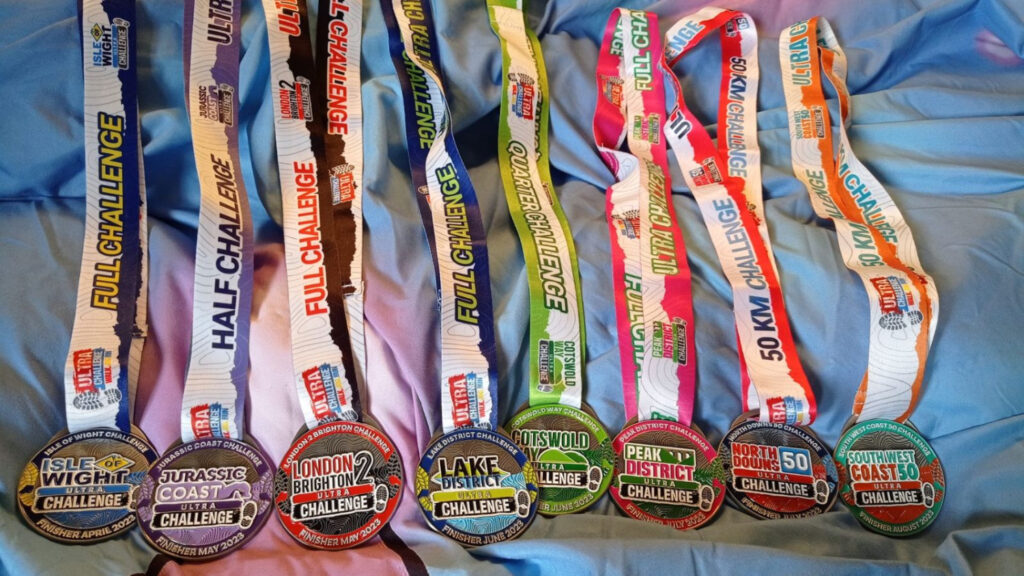 Dani’s Ultra Challenge medals