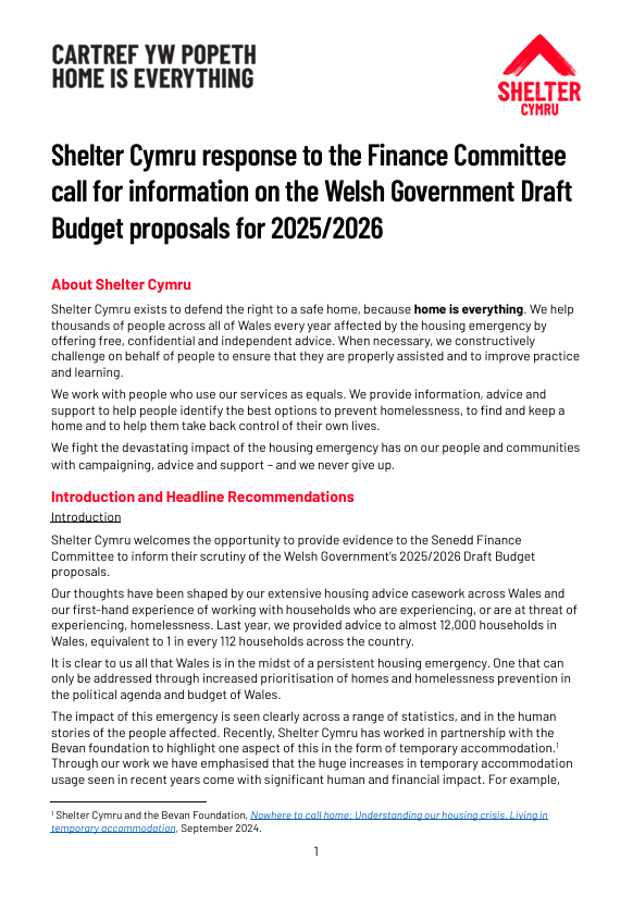 SC response to WG budget consultation cover