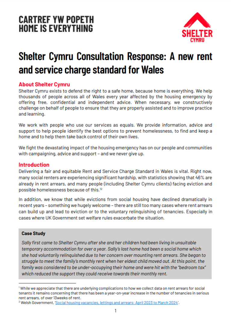 Consultation response cover