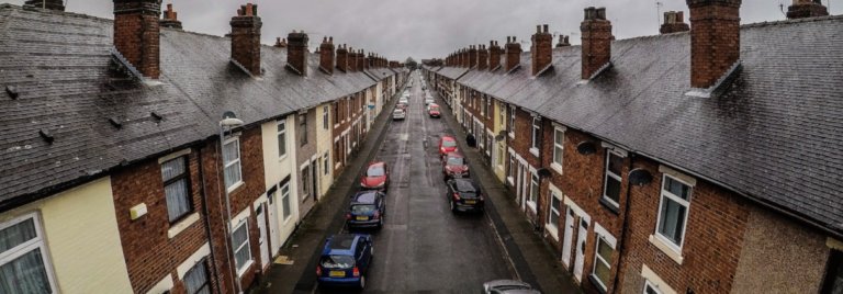 Terraced houses top down view