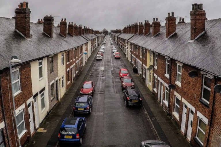 Terraced houses top down view