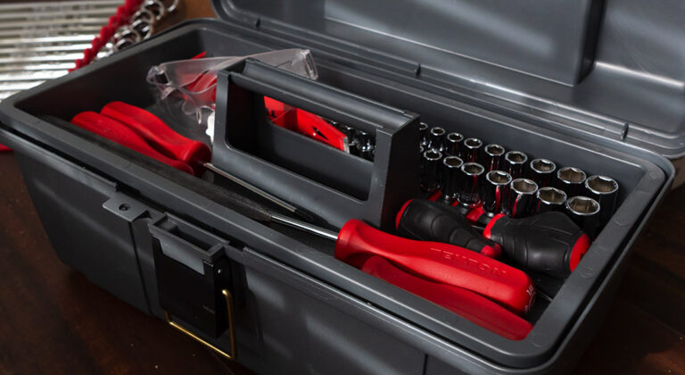 Tool box open showing tools