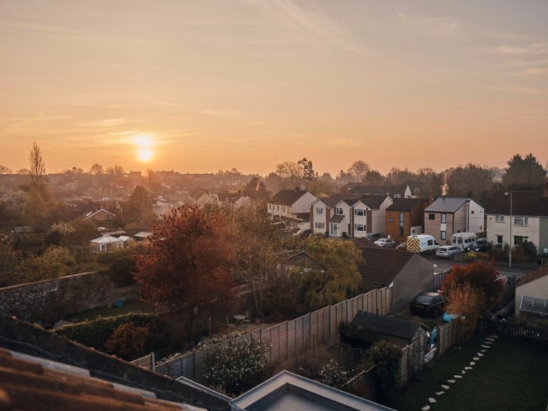 Homes at sunset