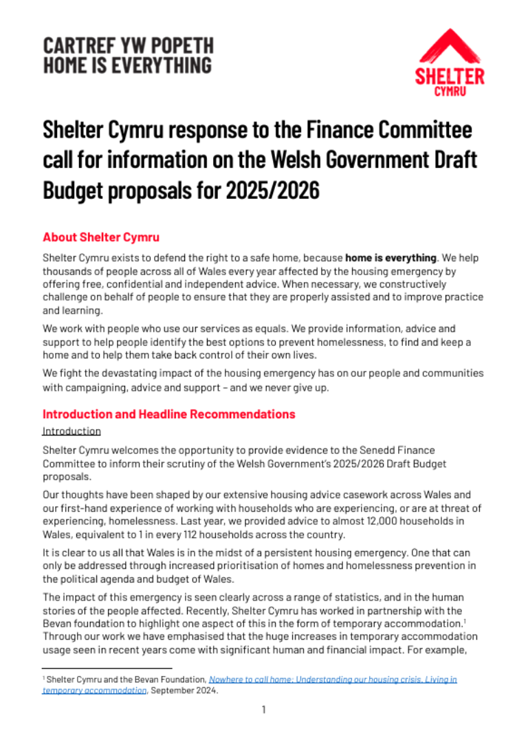 SC response to WG budget consultation cover