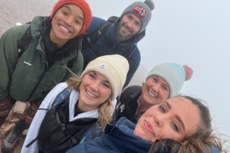 Hikers smiling