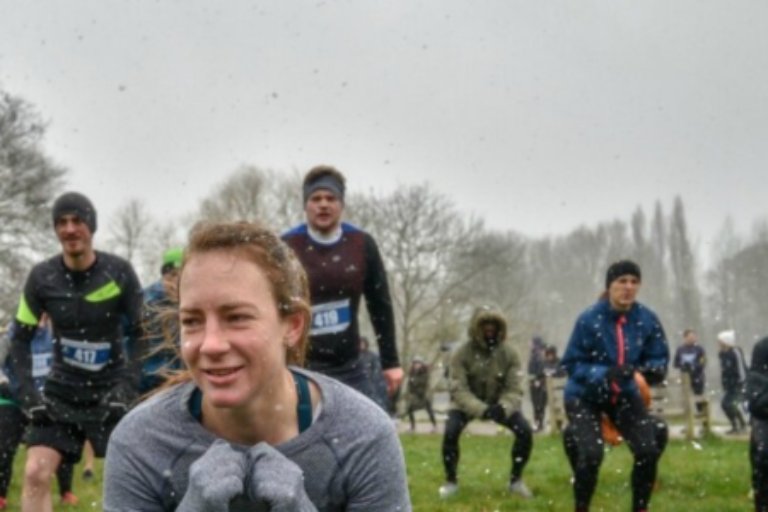 Runners in winter