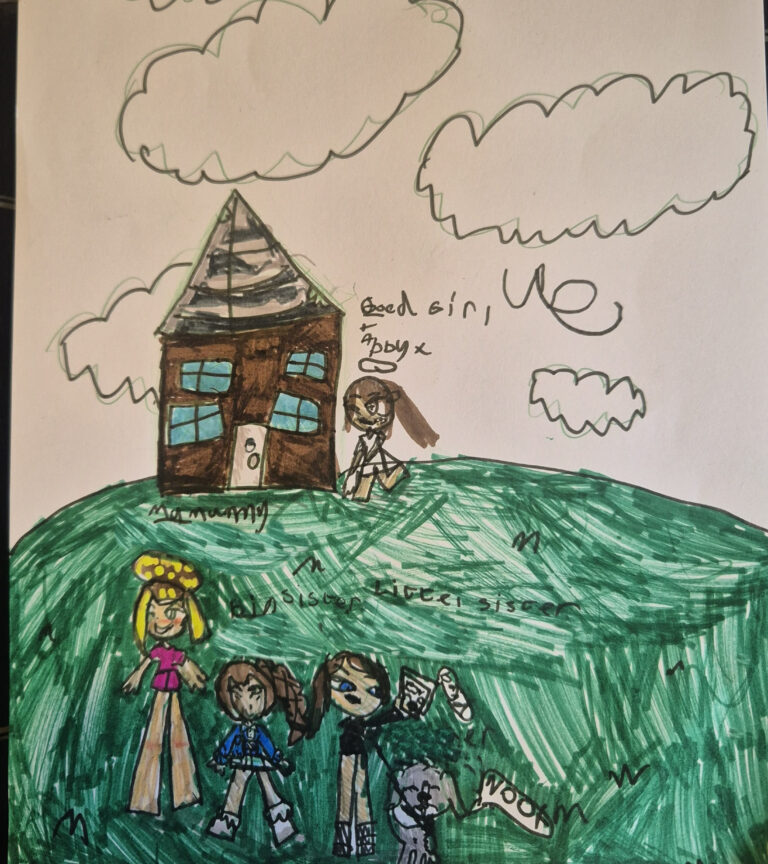 A drawing by one of Rachel’s daughters depicting Abi as an angel